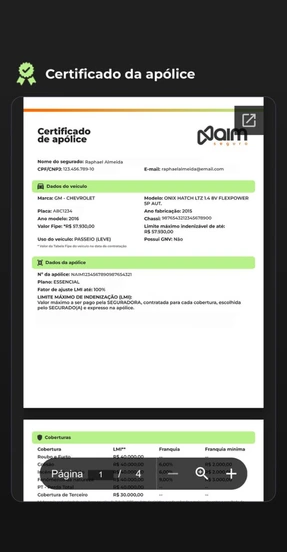 Certificado digital da apólice