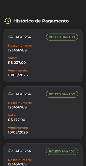 Segunda via e histórico de pagamentos