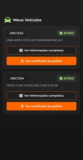 Veja os dados dos seus veículos